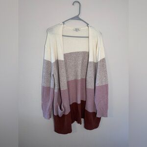Madewell Ryder Stripe Cardigan Sweater in Antique Cream Women's Size Medium